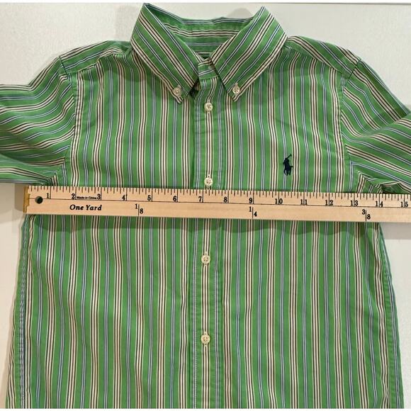 Ralph Lauren Boys Long Sleeve Green Strip Shirt Boys Sz 6 (06) - Picture 8 of 9